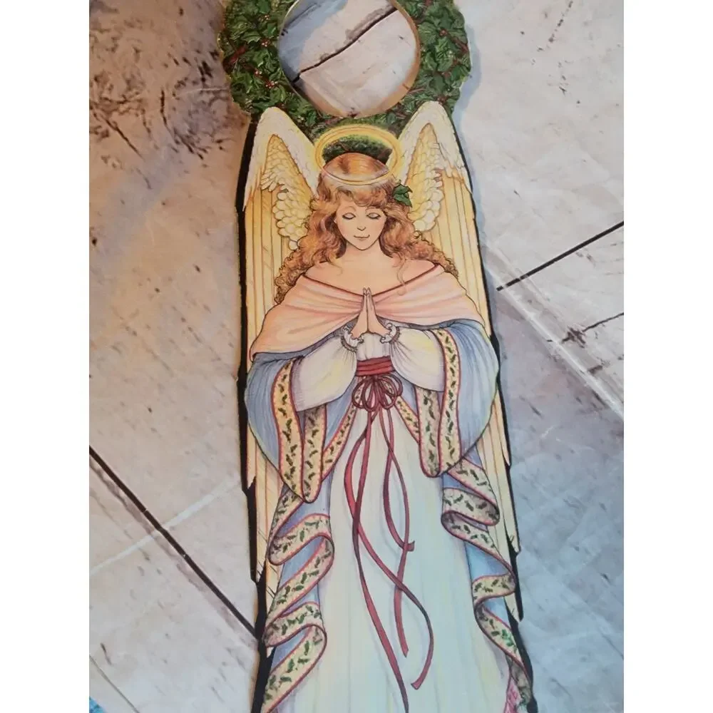 Christmas Angel Serene Door Hanger Good Luck USA Hearthstone Signed Janet Stever
